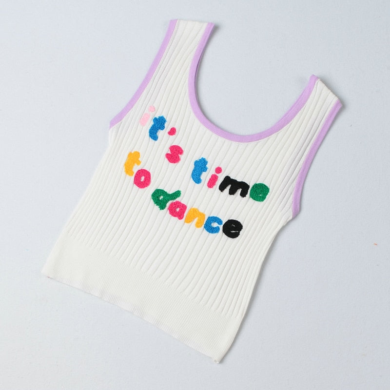Gothic Tank Top with Embroidered Letters