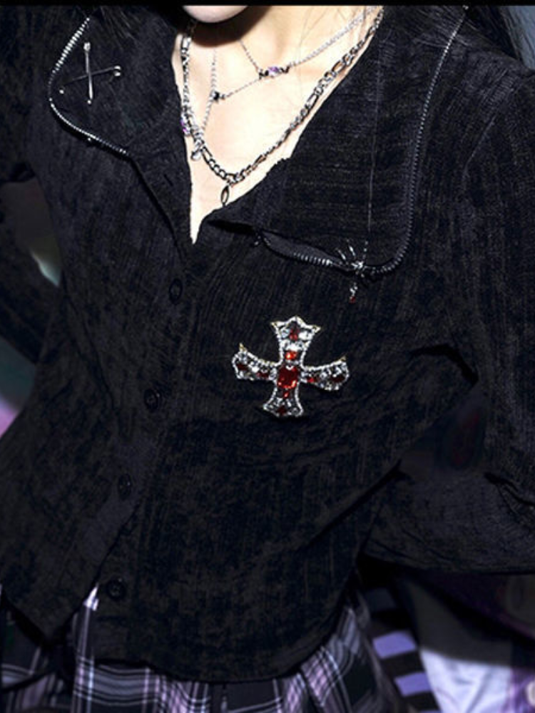 Gothic Style Fernan Jacket with Button-Up Design