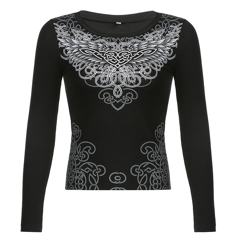Gothic Printed Crop Top T-Shirts