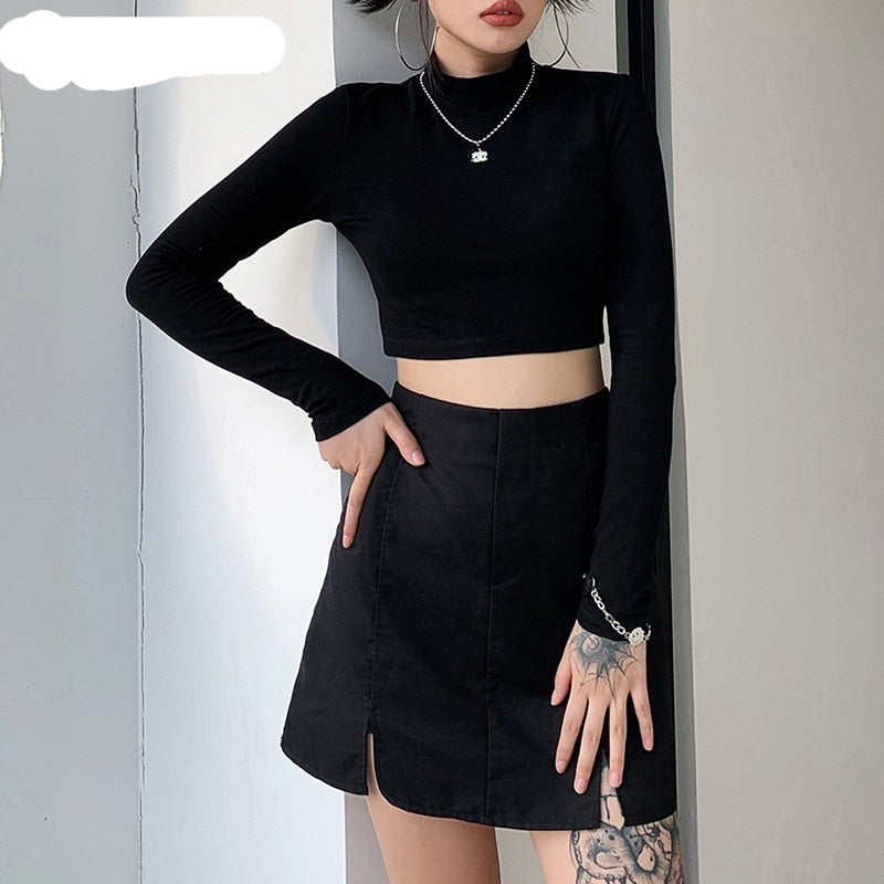 Gothic Vibes Two Piece Set - Channel your gothic vibes with this captivating two-piece set, featuring a plaid camisole and coordinating skirt.