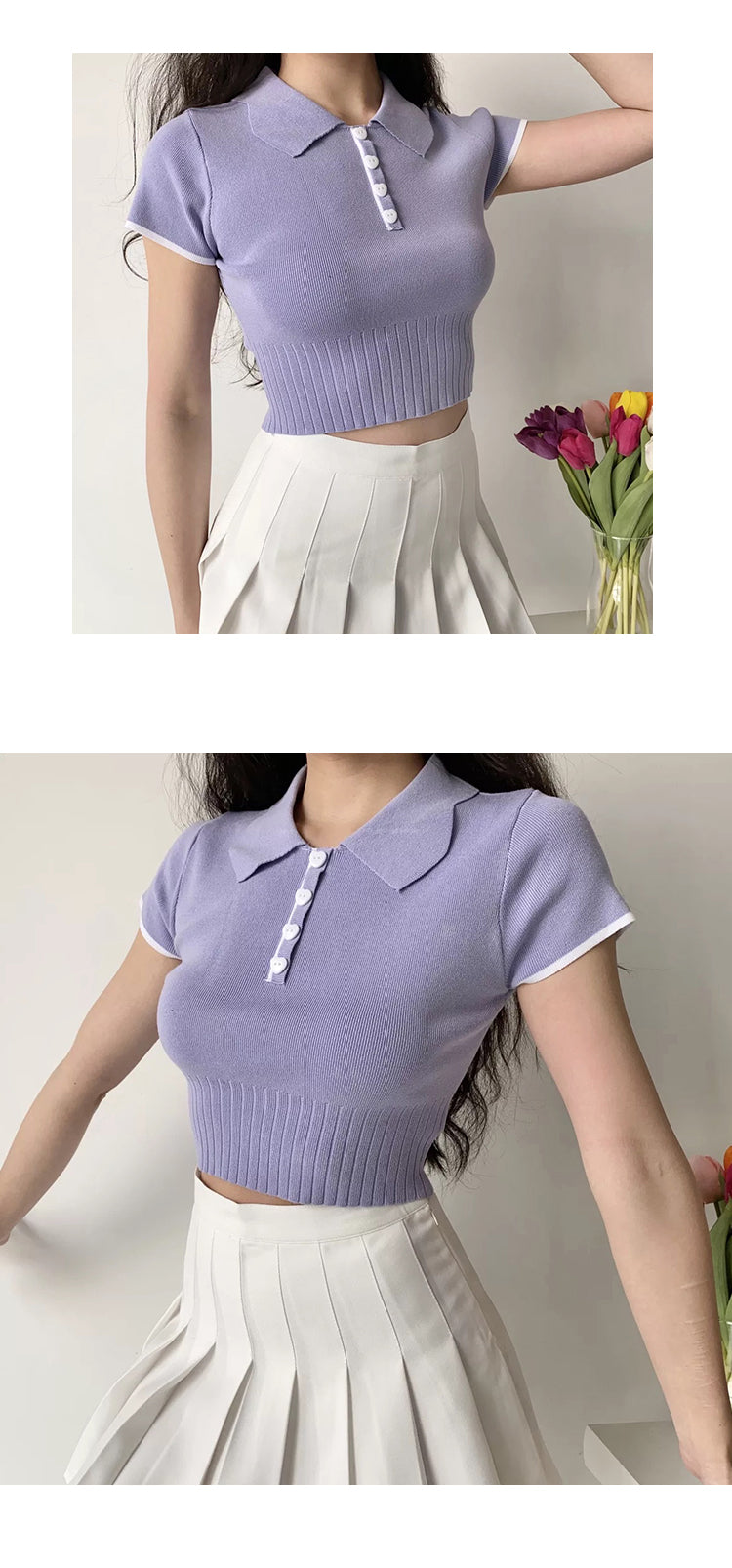 Gothic Knitted Polo Crop Top