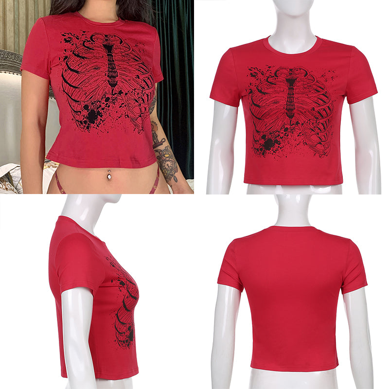 Heart Diamond Printed Crop Top Retro