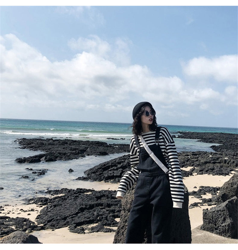 Gothic Japan style Stripe Cotton Hoodie for Women