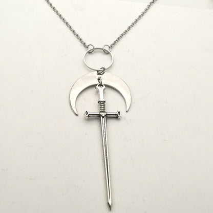 Gothic Moon Sword Necklace