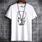 Gothic oversized tee in white, showcasing a striking anime man graphic on the front
