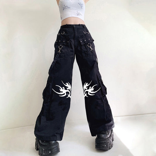 Gothic Punk Style Cargo Pants