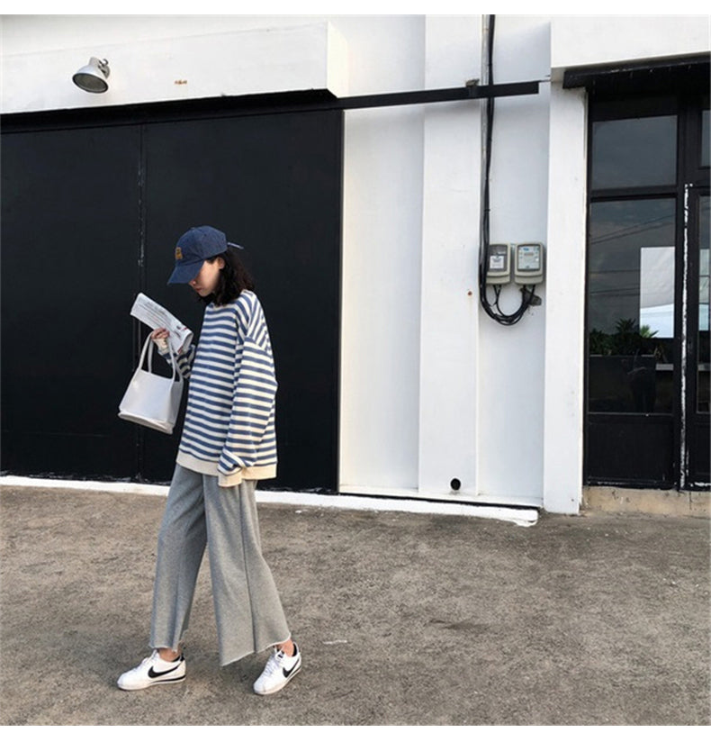 Gothic Japan style Stripe Cotton Hoodie for Women
