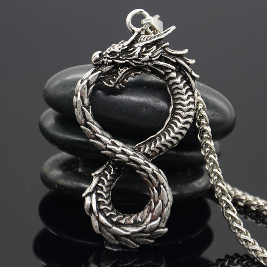 Gothic Necklace with Vintage Dragon Pendants