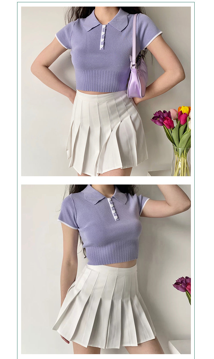 Gothic Knitted Polo Crop Top
