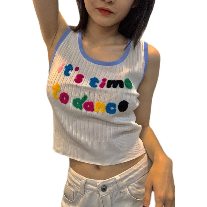 Gothic Tank Top with Embroidered Letters