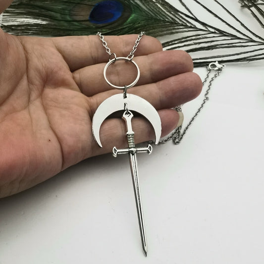 Gothic Moon Sword Necklace