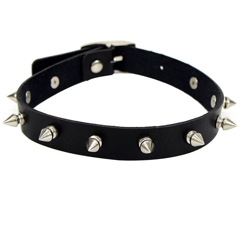Pink Sexy Punk Black Rivets Choker Collar Leather Necklaces Bondage