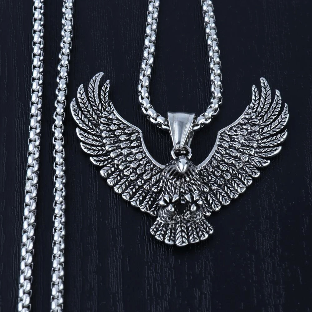 Gothic Eagle Pendant Necklace For Men