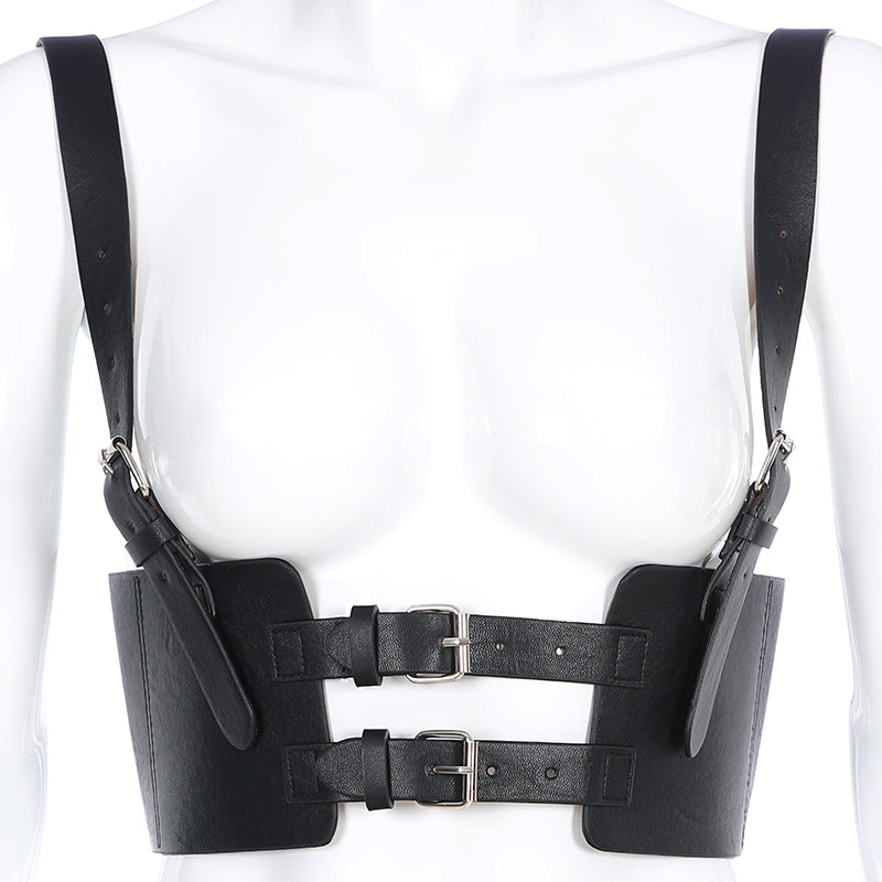 Gothic PU Leather Buckle Corset