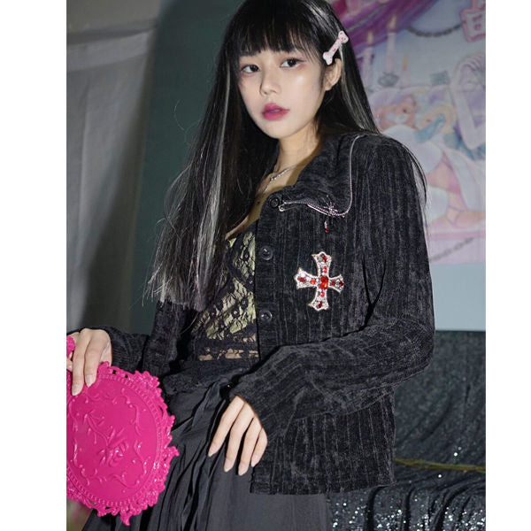 Gothic Style Fernan Jacket with Button-Up Design
