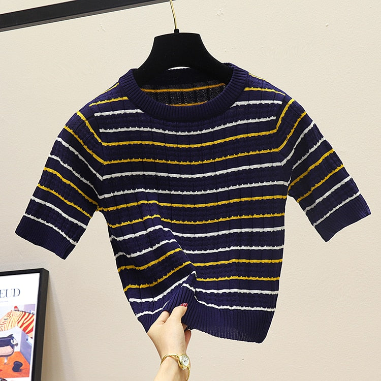 Striped Knitted Crop Top