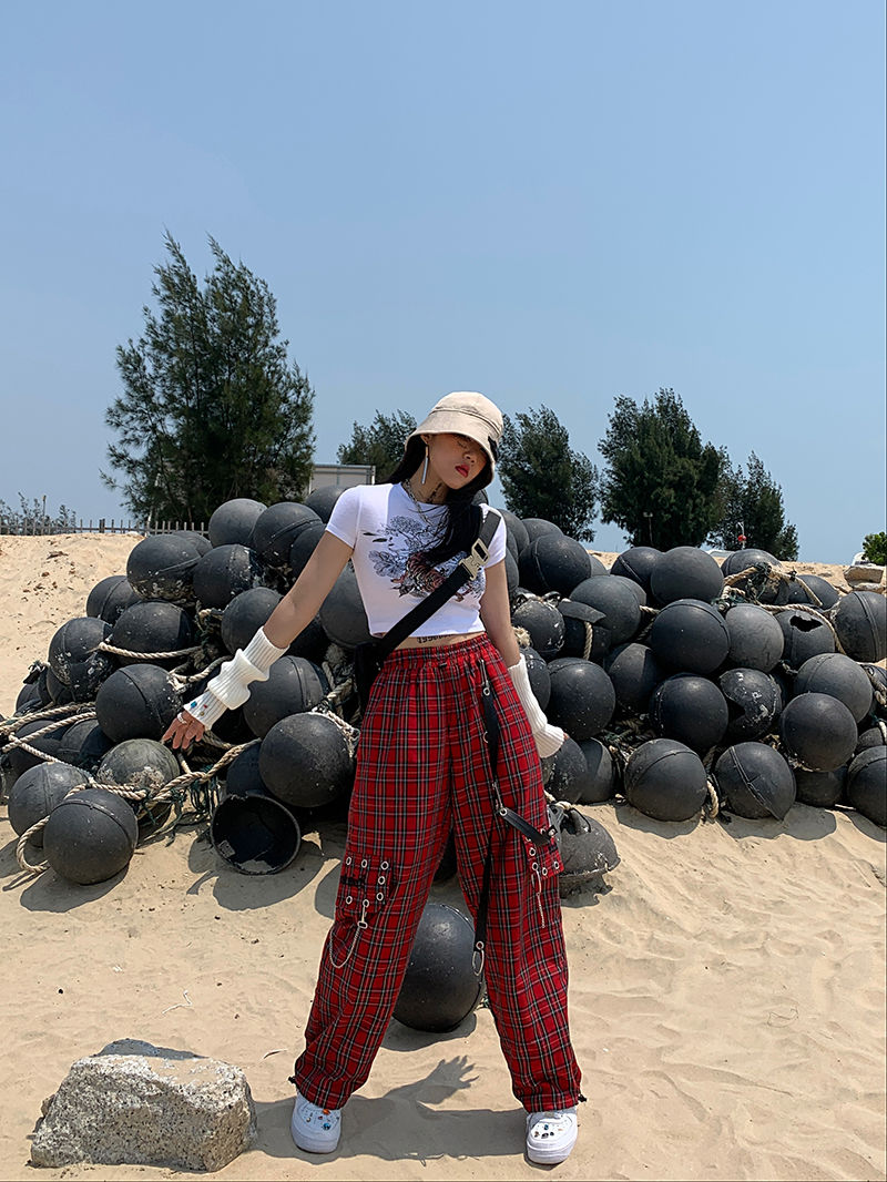 Gothic Punk Cargo Plaid Pants