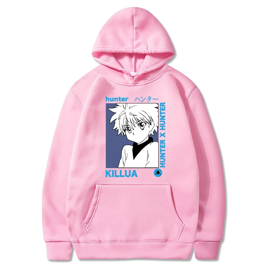 "Upgrade your wardrobe with our Anime-inspired Killua Printed Hoodie, combining comfort and style effortlessly."