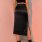 Elegant and Sophisticated Satin Skirt with Side Split for Women"