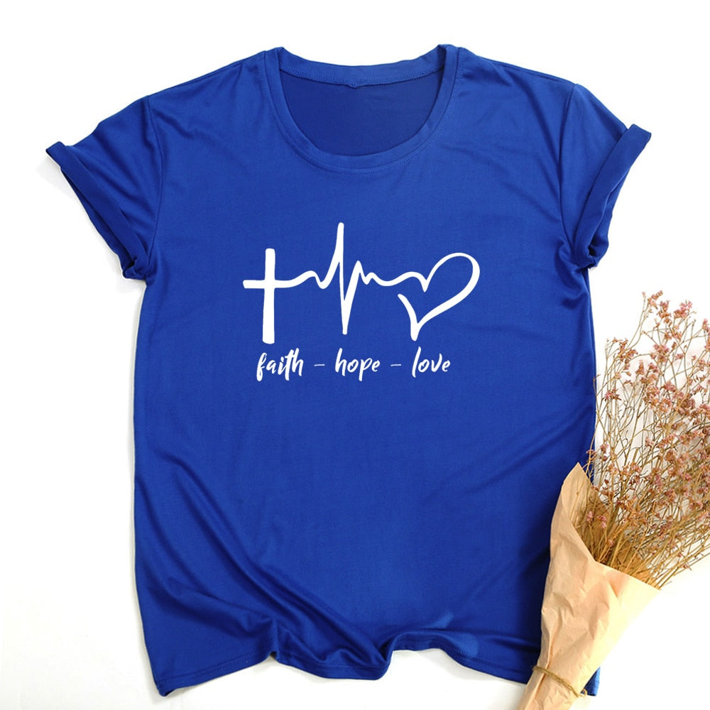 Faith Hope Love Print Summer t-shirt