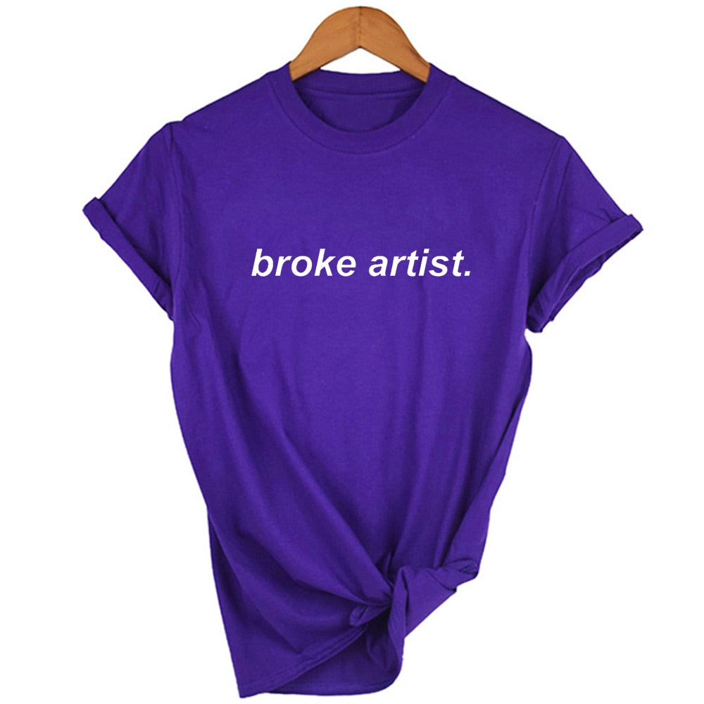 Broke Artist Letters Print Graphic T-shirt