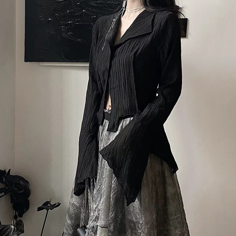 Gothic Black Shirt Aesthetic Blouse