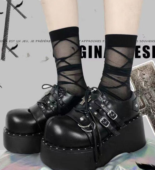 Gothic Platform Shoes with Metal Decoration