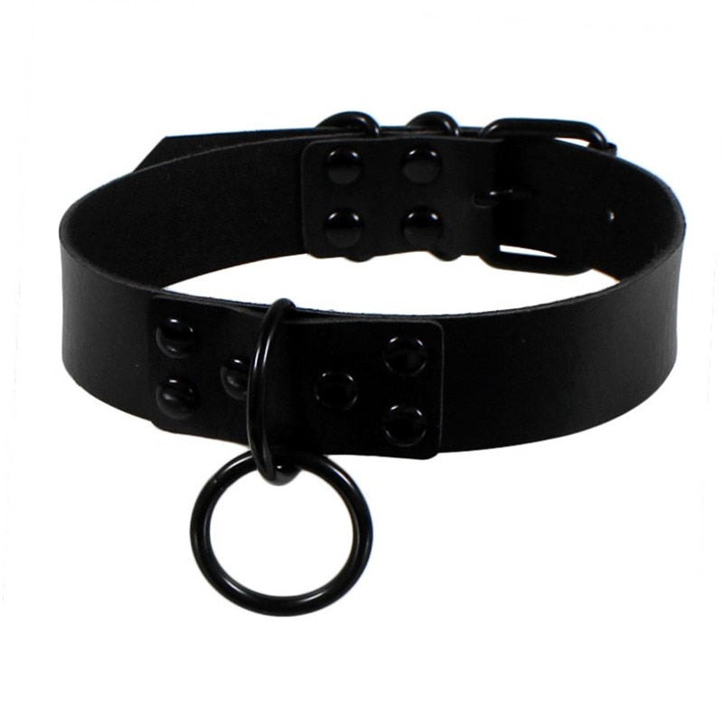 Gothic Choker Necklace with Spikes, Chains and Pendants