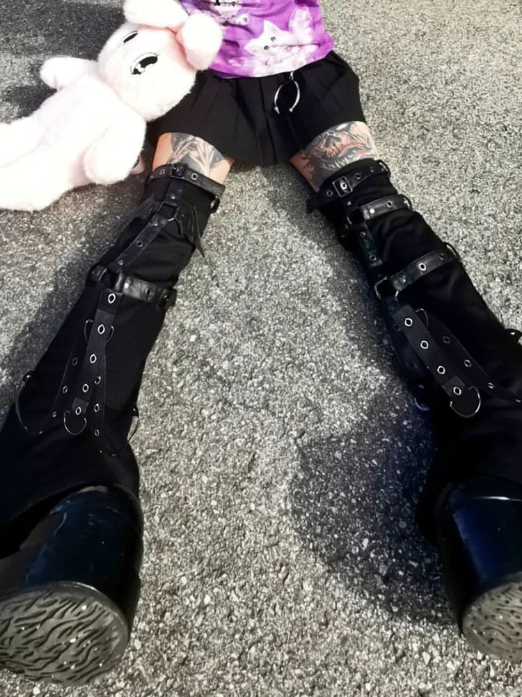 Gothic Eyelet Strap Trouser