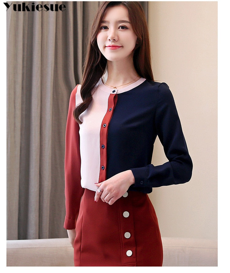 Korean chiffon blouse ladies tops