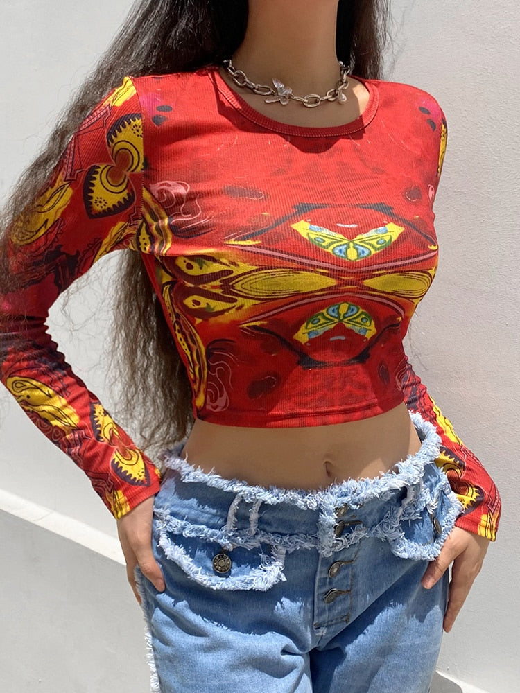 Grunge Printed Crop Top