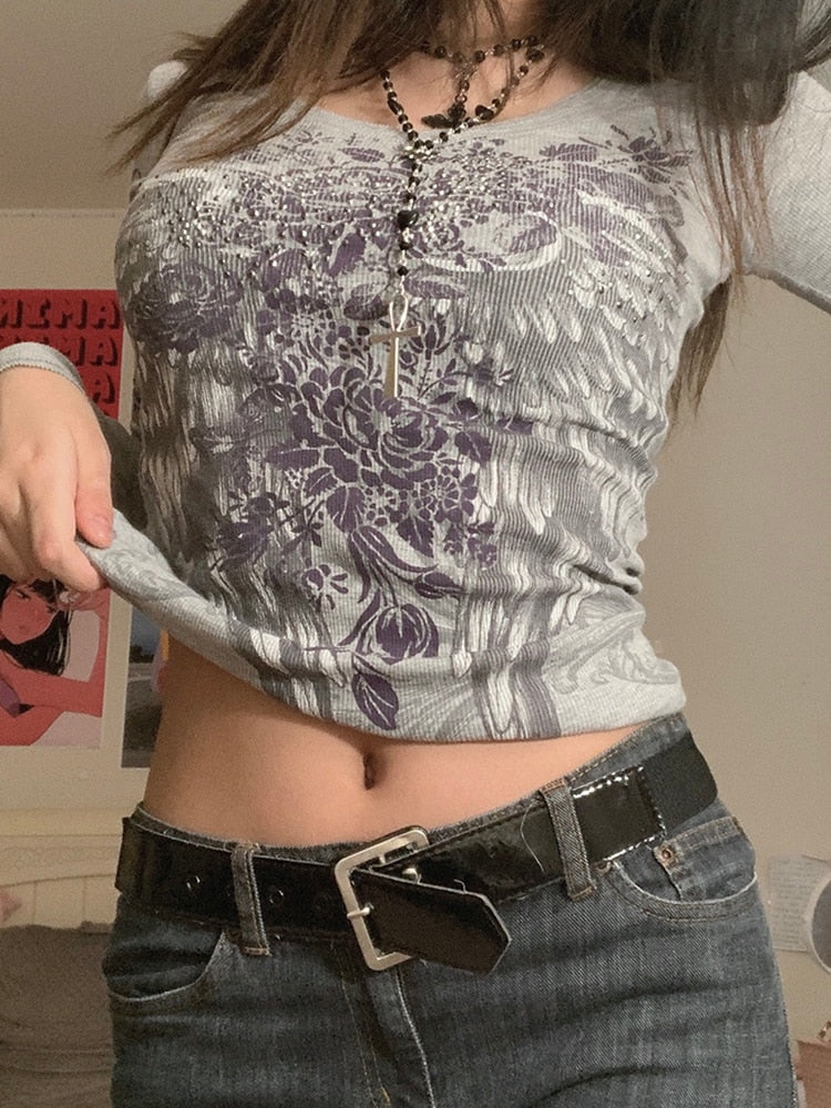Gothic Printed Crop Top T-Shirts