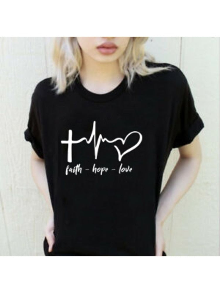 Faith Hope Love Print Summer t-shirt