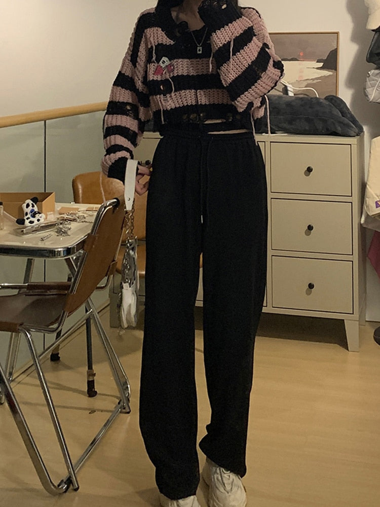 Gothic Pink Striped Sweater