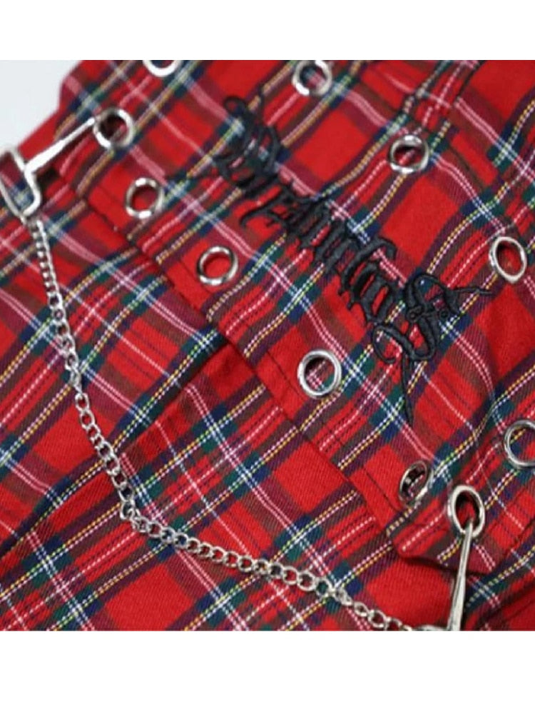 Gothic Punk Cargo Plaid Pants