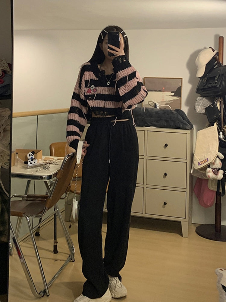 Gothic Pink Striped Sweater