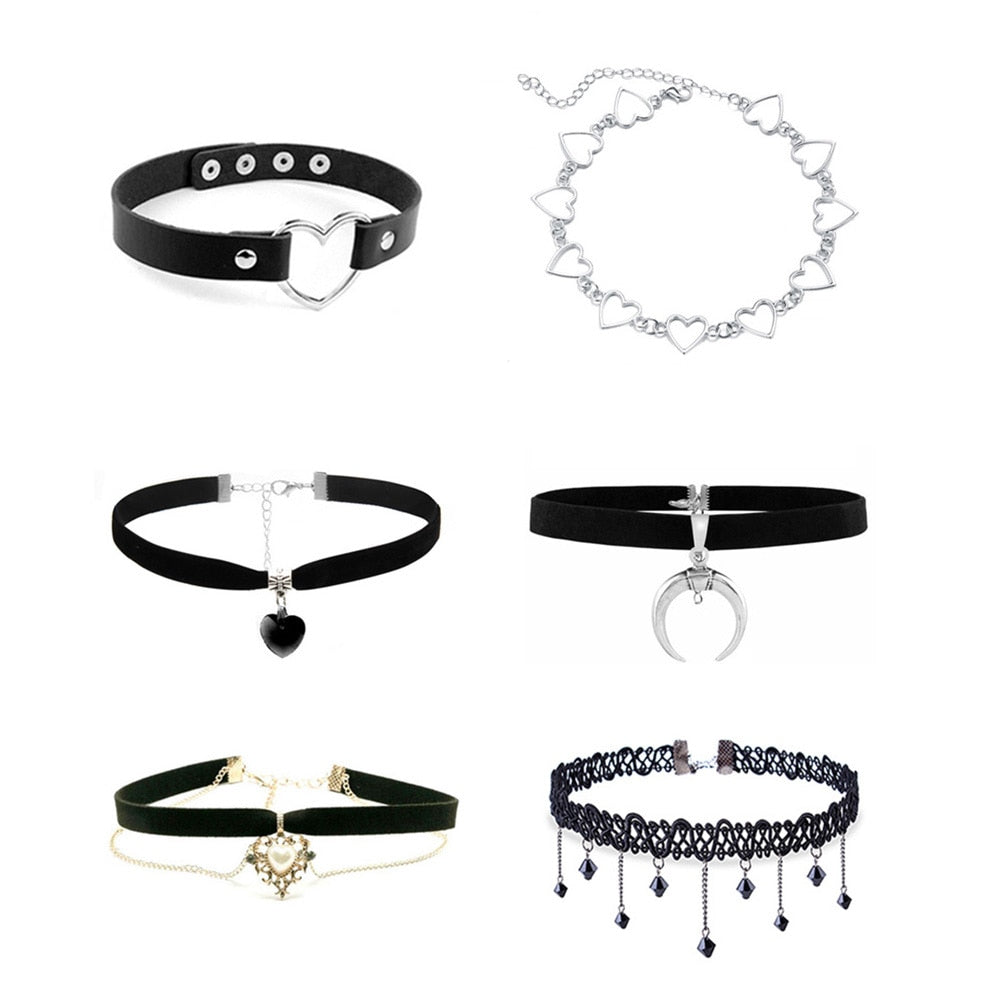 Gothic Leather Velvet Choker Necklaces