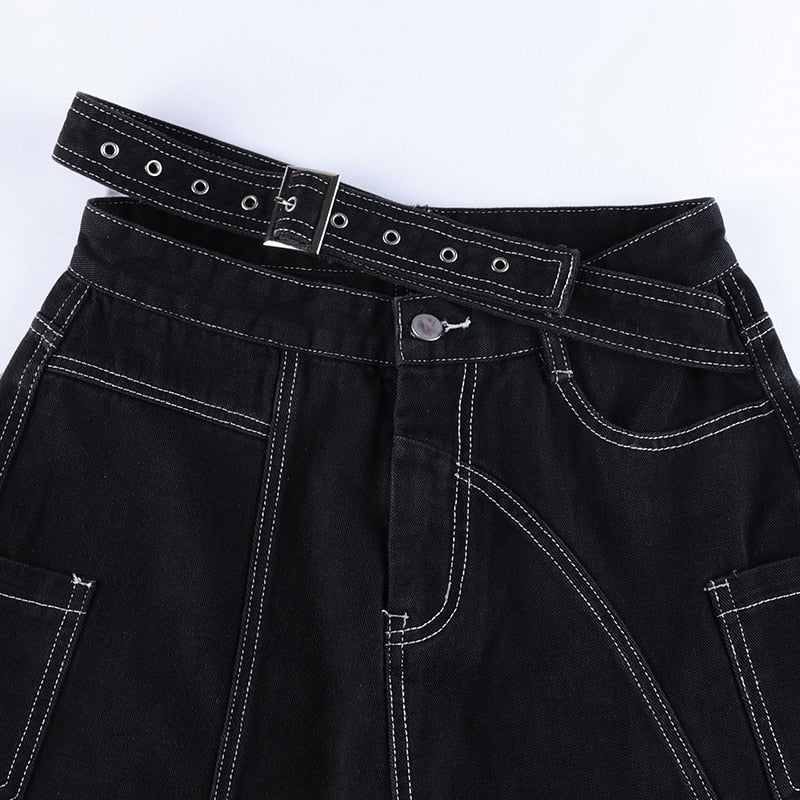 Gothic Black Wide Leg Jeans