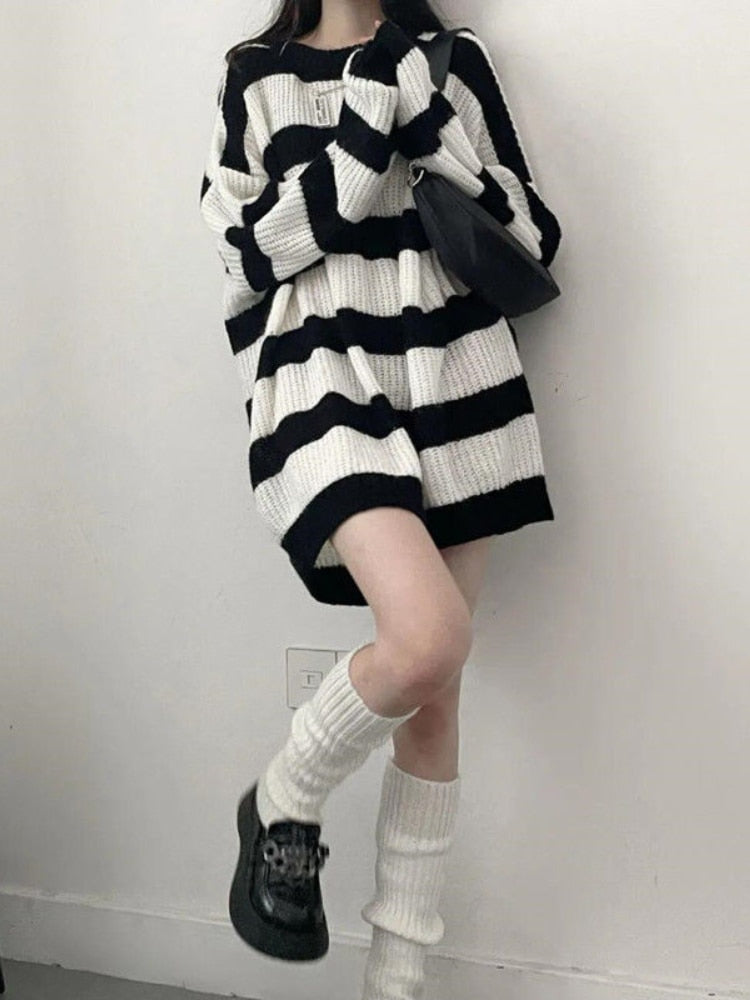 Gothic Deeptown Striped Sweater for Women