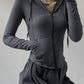 Gothic Streetwear Zip Up Oversized T-Shirt with Hood