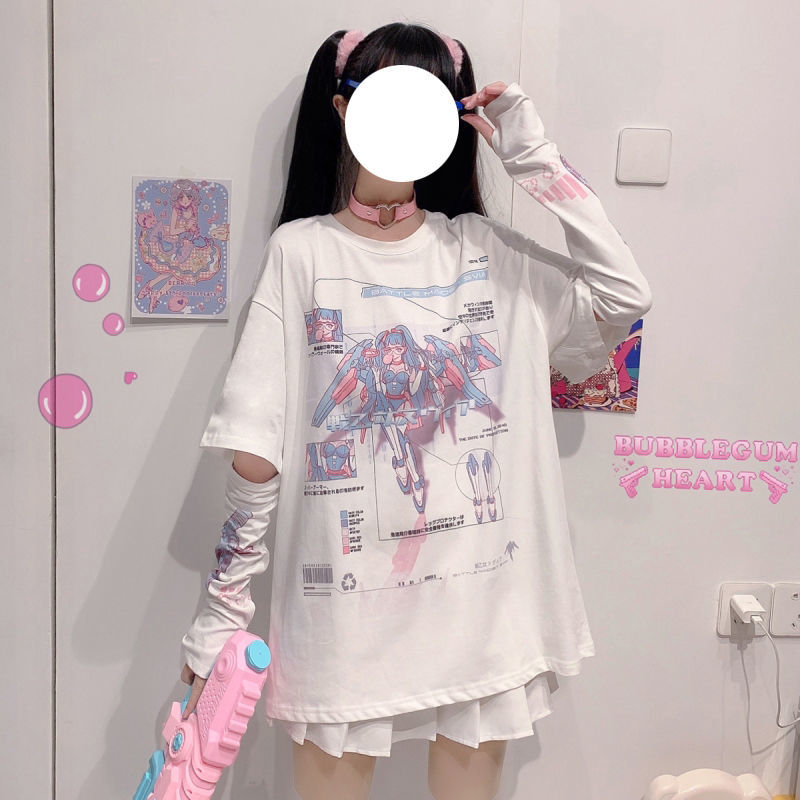 Egirl Summer anime Split Sleeves Tee Shirt