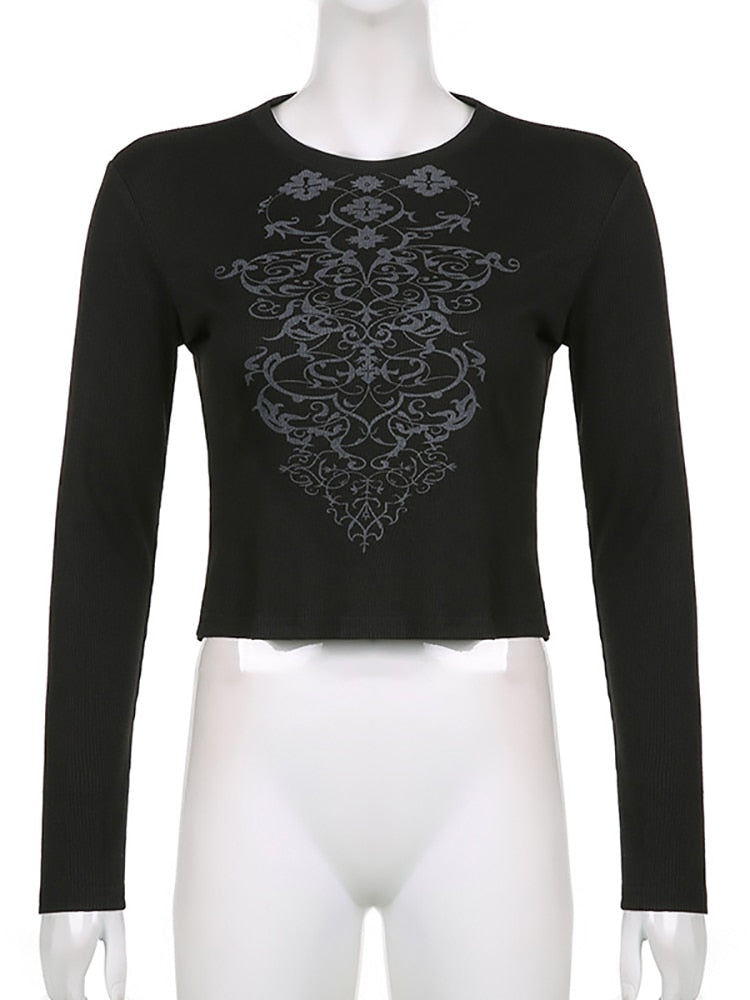 Gothic Dark Vintage Print T-Shirt