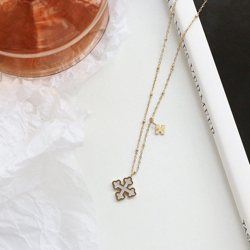 Gothic Shell Cross Pendant Necklace