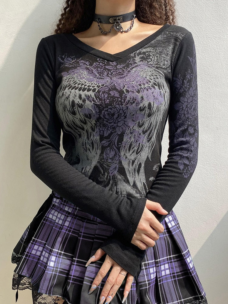 Gothic Printed Crop Top T-Shirts