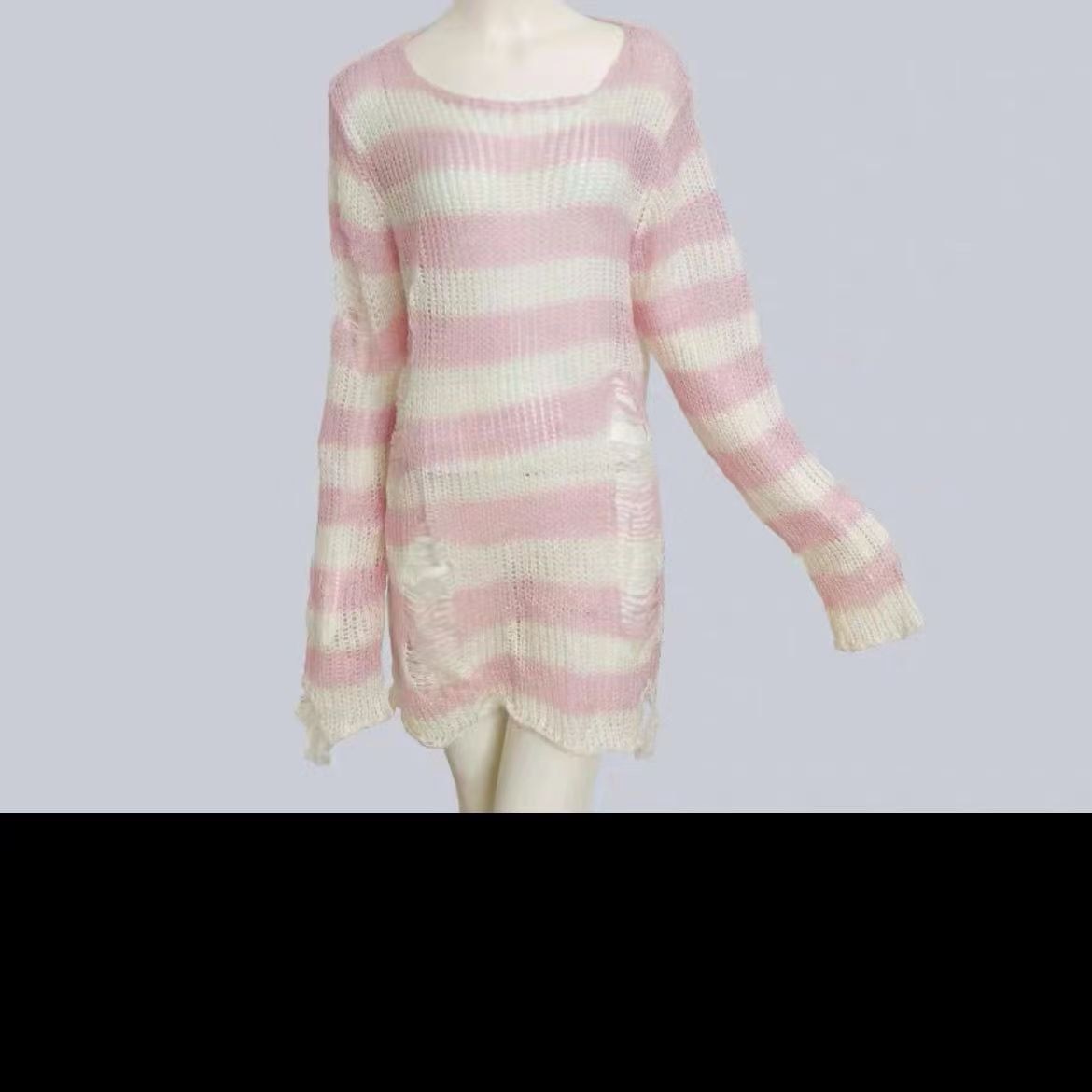 Gothic Sweater with Striped Design
