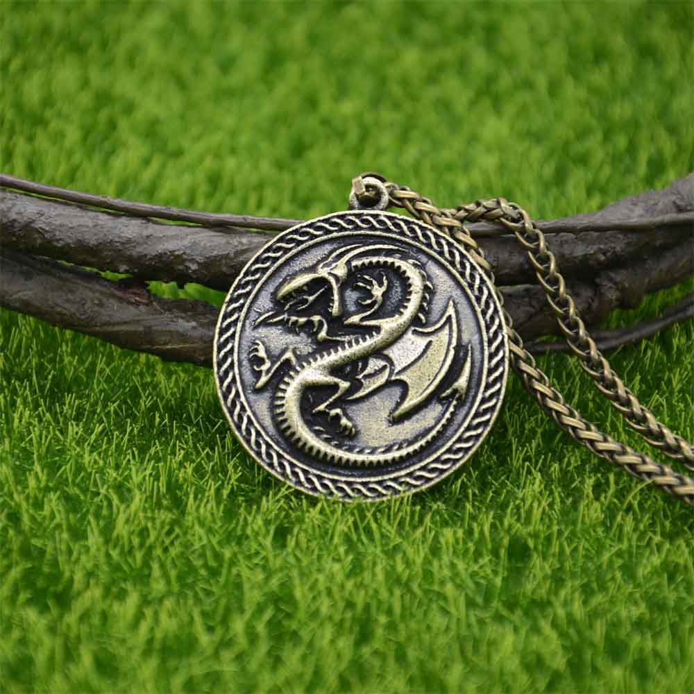 Gothic Viking Dragon Pendant Necklace