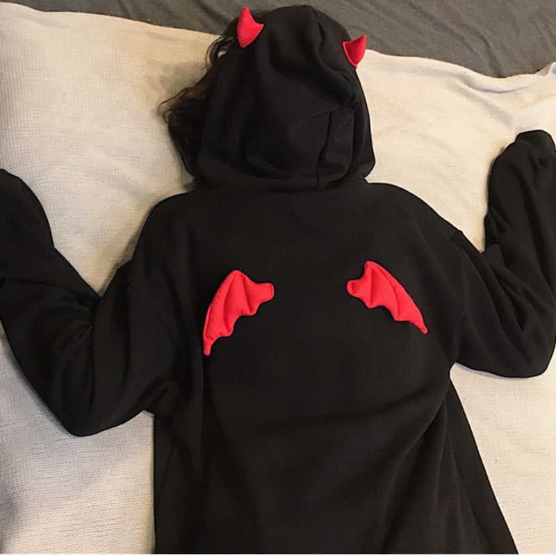 Gothic Hoodie with Little Devil Horns