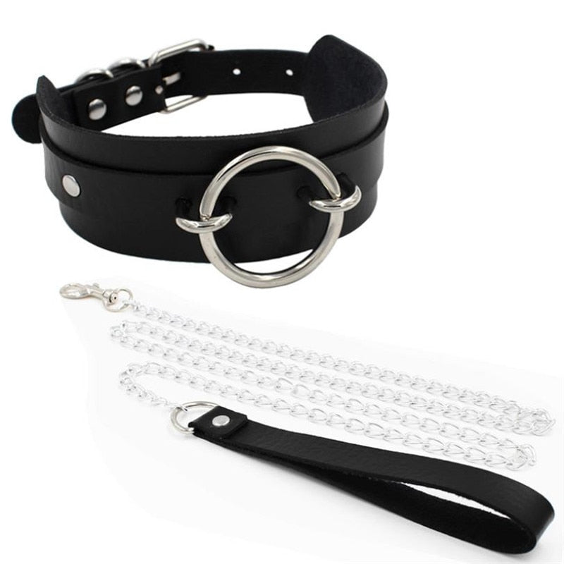 Gothic Choker Necklace with Spikes, Chains and Pendants