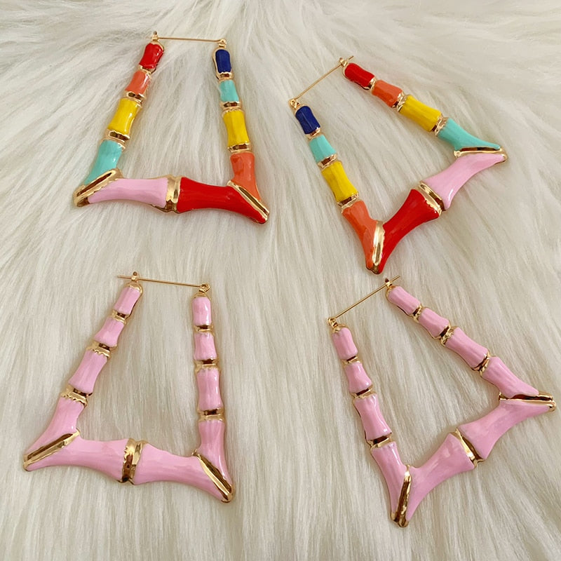 Gothic Rainbow Heart Hoop Earrings Korean Fashion