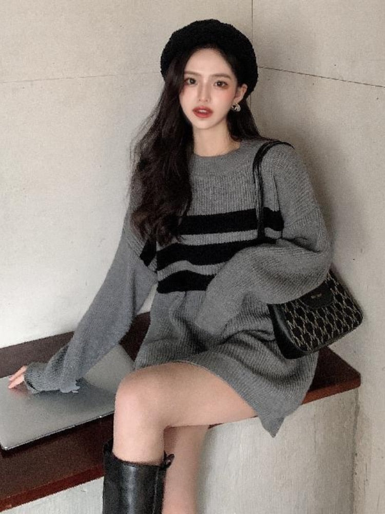 Gothic Deeptown Striped Sweater for Women
